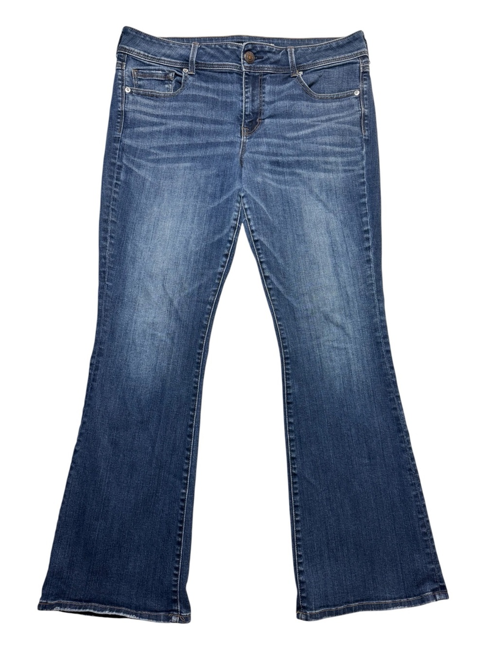American Eagle Mid Rise Flare Bootcut Blue Jeans Size 16 Regular Stretch